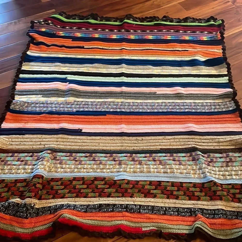 Hand Crocheted Multi-Color Throw - Picture 2 of 7